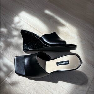 Nine West Black Wedge Sandals
